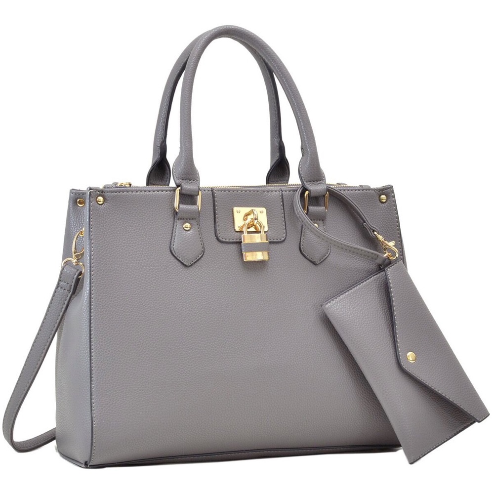 NEW Grey Handbag with Matching Wristlet